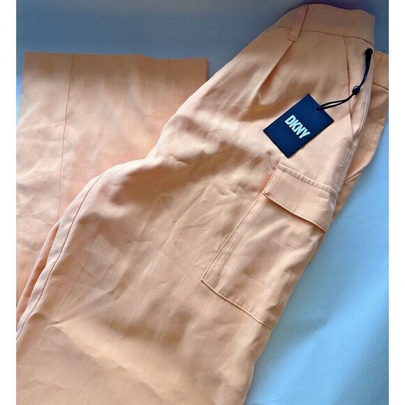 DKNY Women's  Pants High-Rise Wide-Leg Comfortable lightweight Peach size  0 - Picture 2 of 7